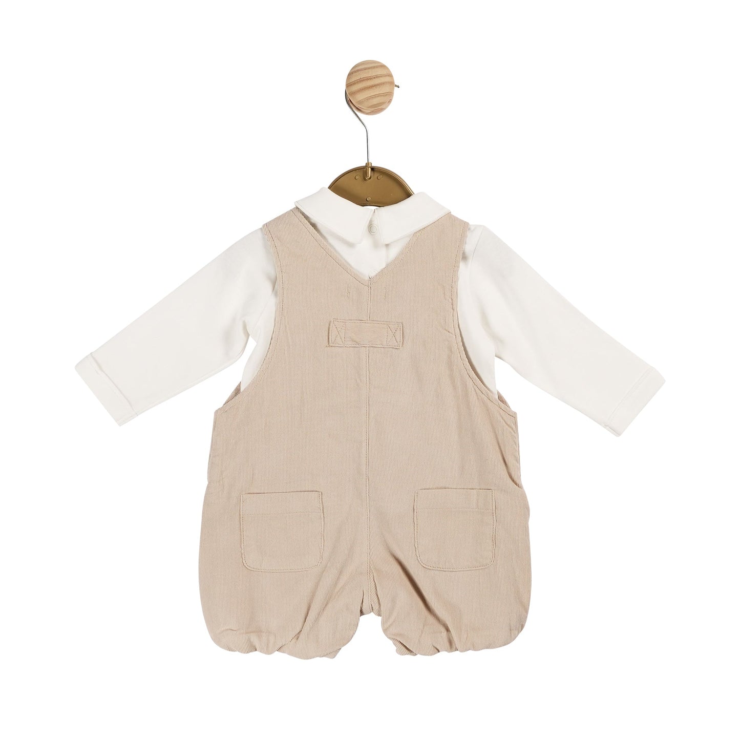 MB6003A | Top & Short Dungaree - Ivory/Beige - In stock