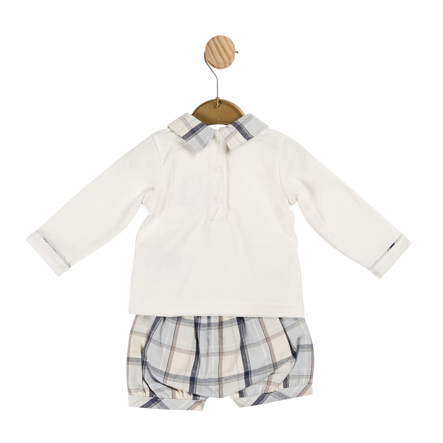 MB6041A | Top & Bloomer Short- Ivory/Blue Check - In stock
