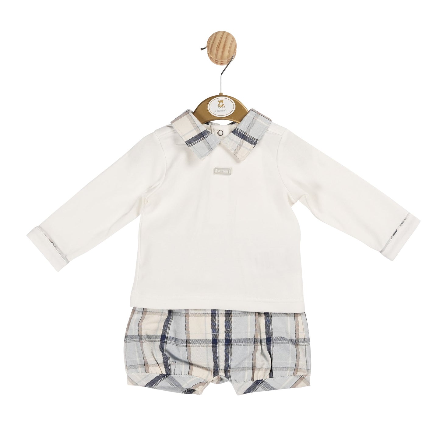 MB6041A | Top & Bloomer Short- Ivory/Blue Check - In stock