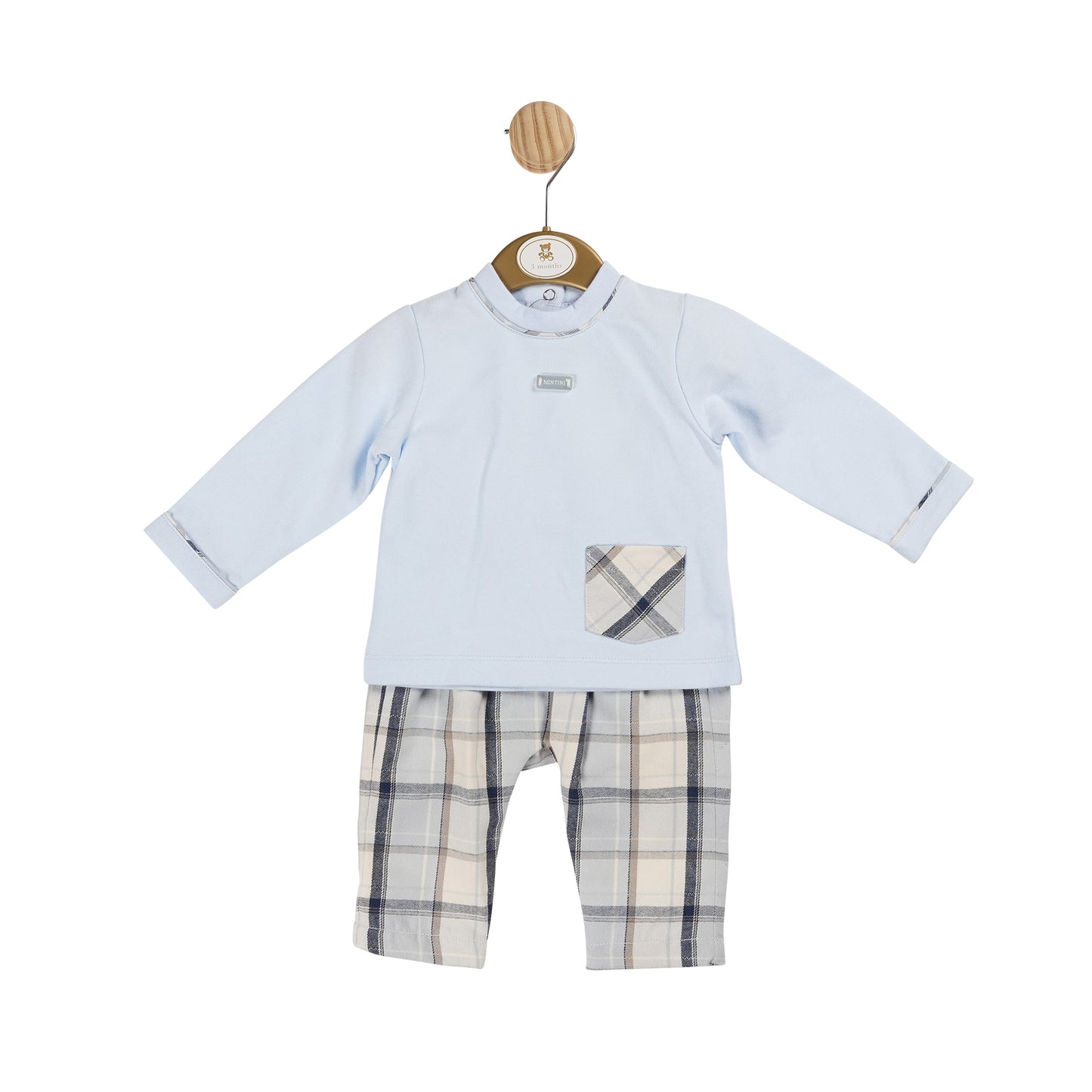 MB6042 | Top & Trouser- Ivory/Blue Check - In stock