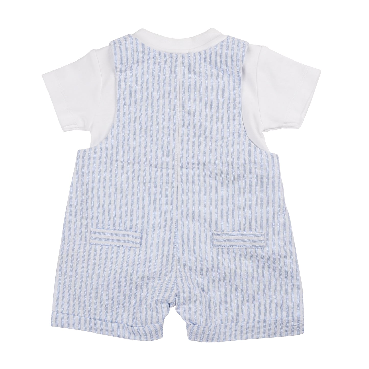MB6313A | T-Shirt & Short Dungaree-White/Blue-In Stock