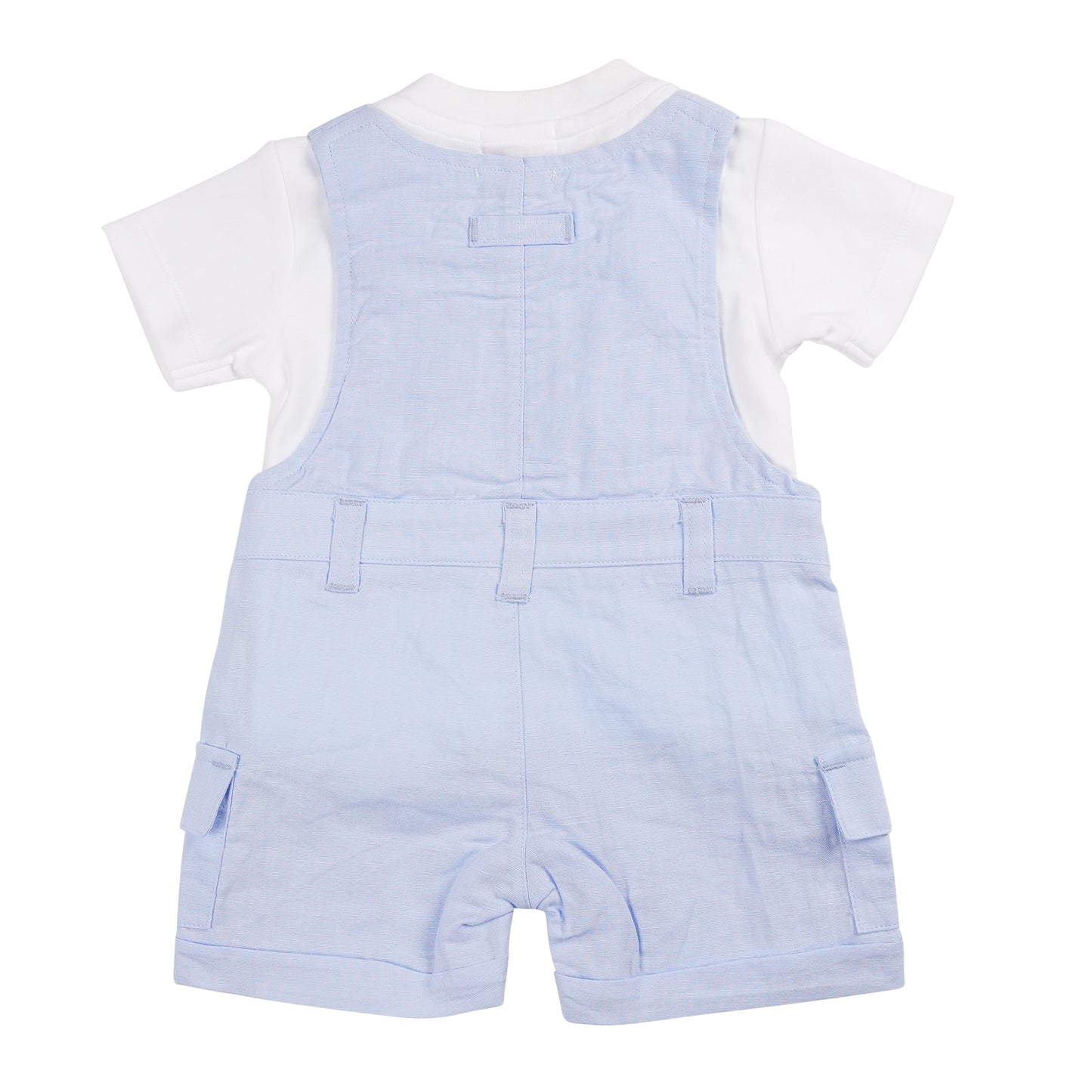 MB6314 | T-Shirt & Short Dungaree-White/Blue-In Stock