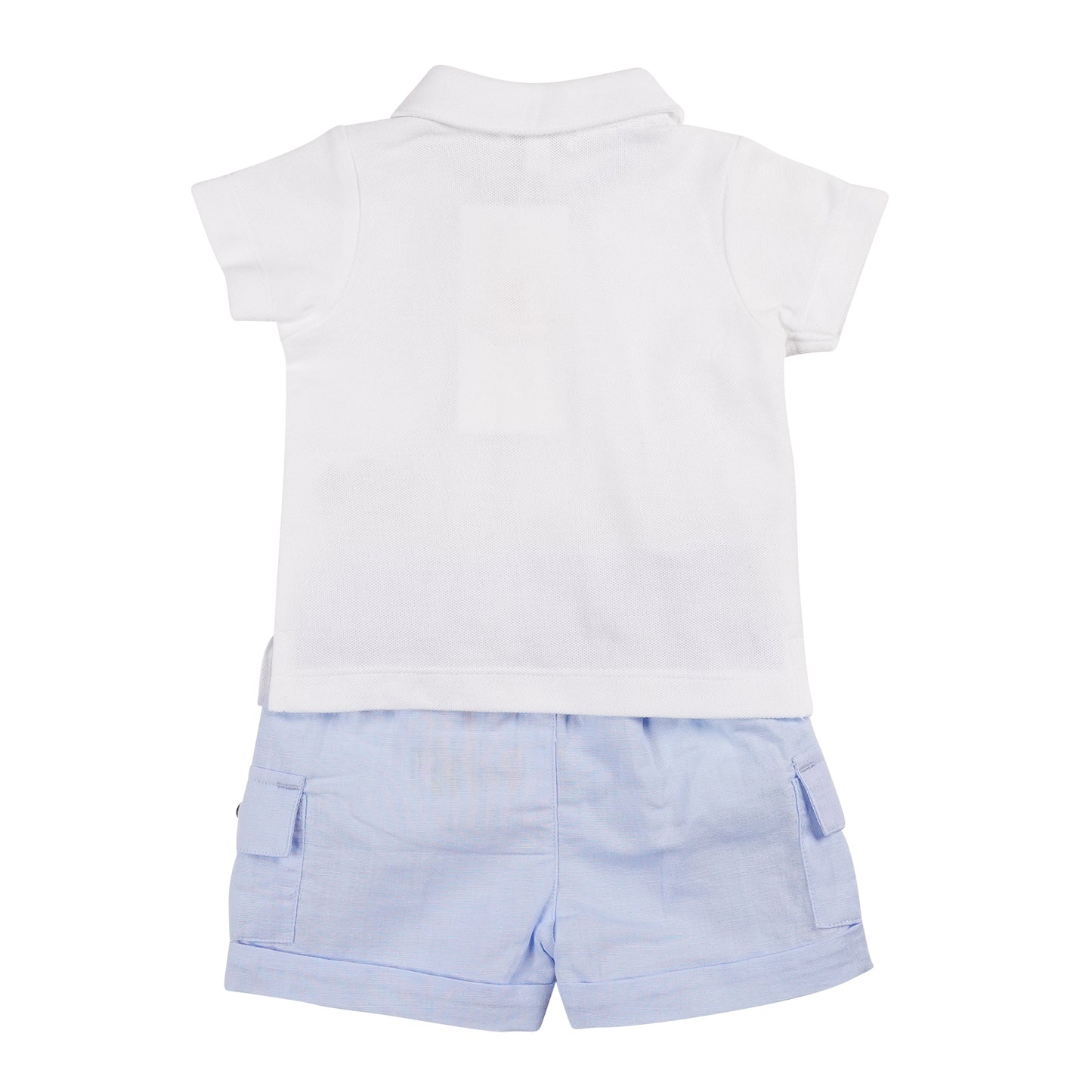 MB6317B | Polo Top & Short-White/Blue-In Stock