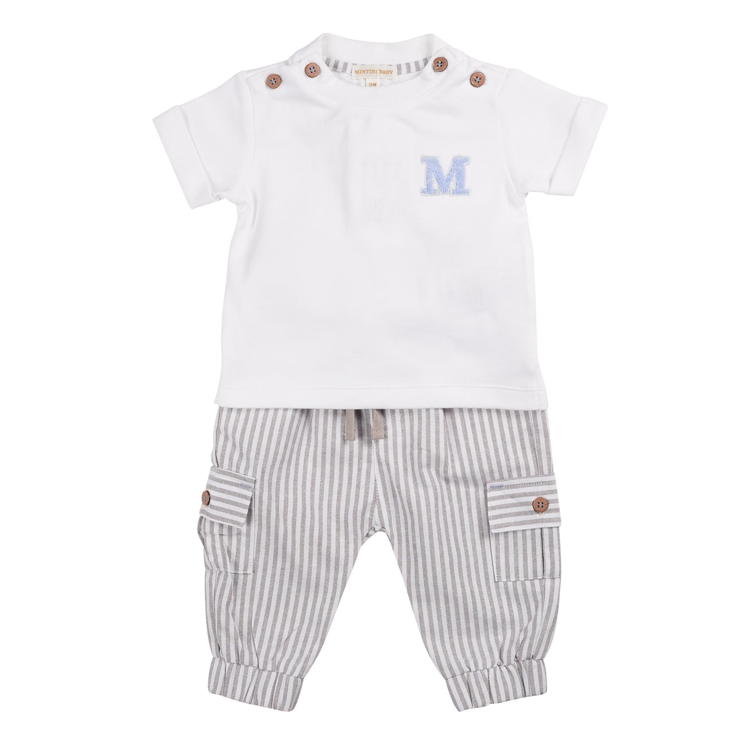 MB6318D | T-Shirt & Trouser-White/Sage-In Stock