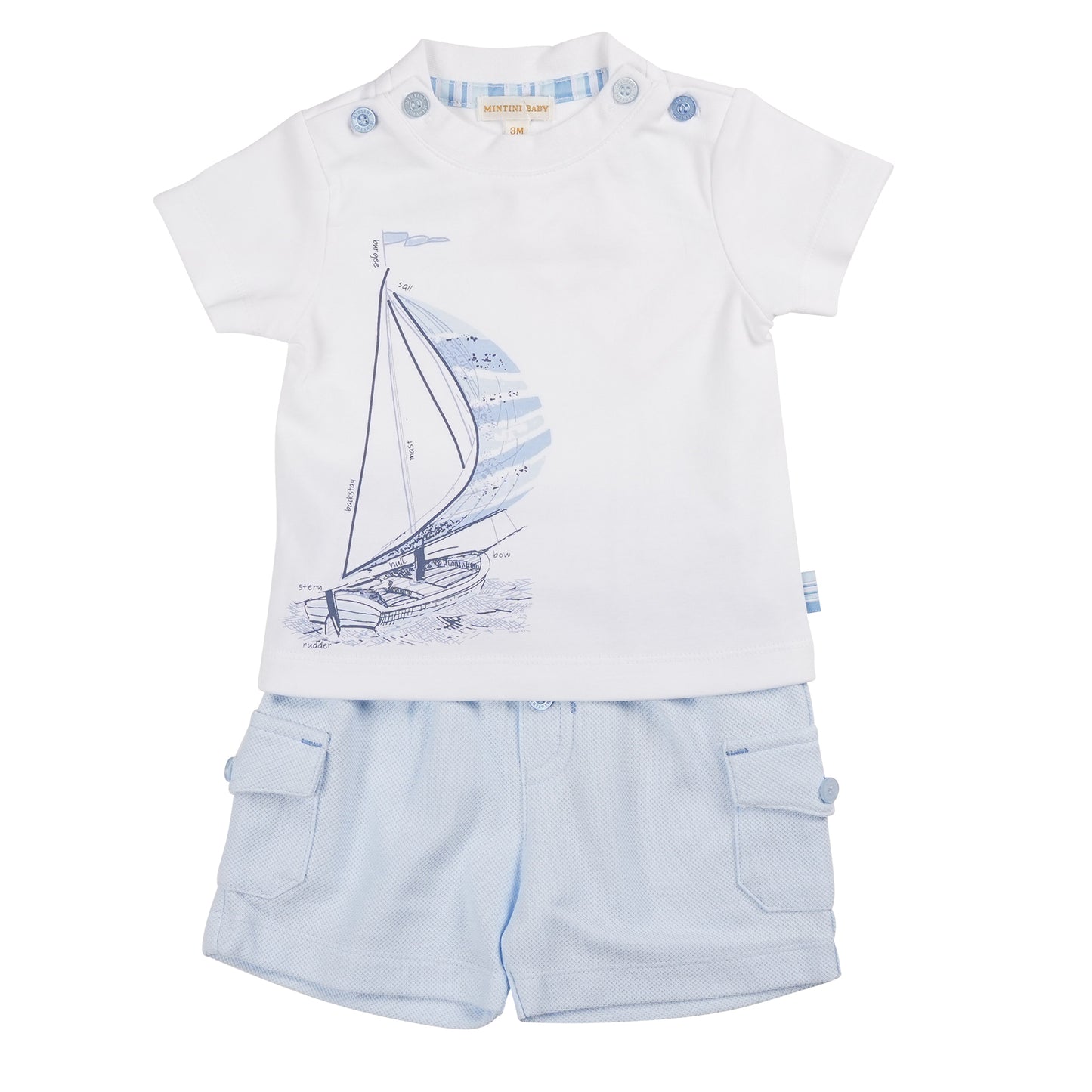 MB6322A | T-Shirt & Short-White/Blue-In Stock