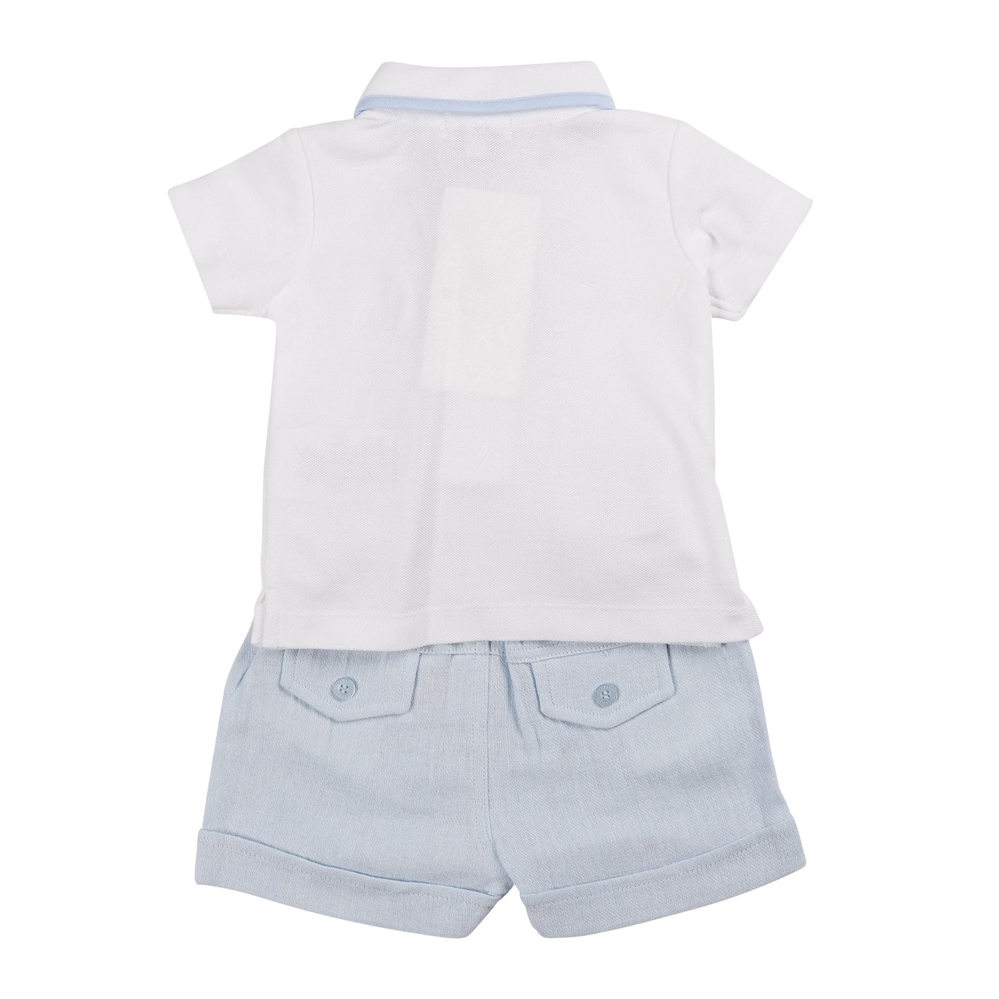 MB6323B | Polo Top & Short-White/Blue-In Stock