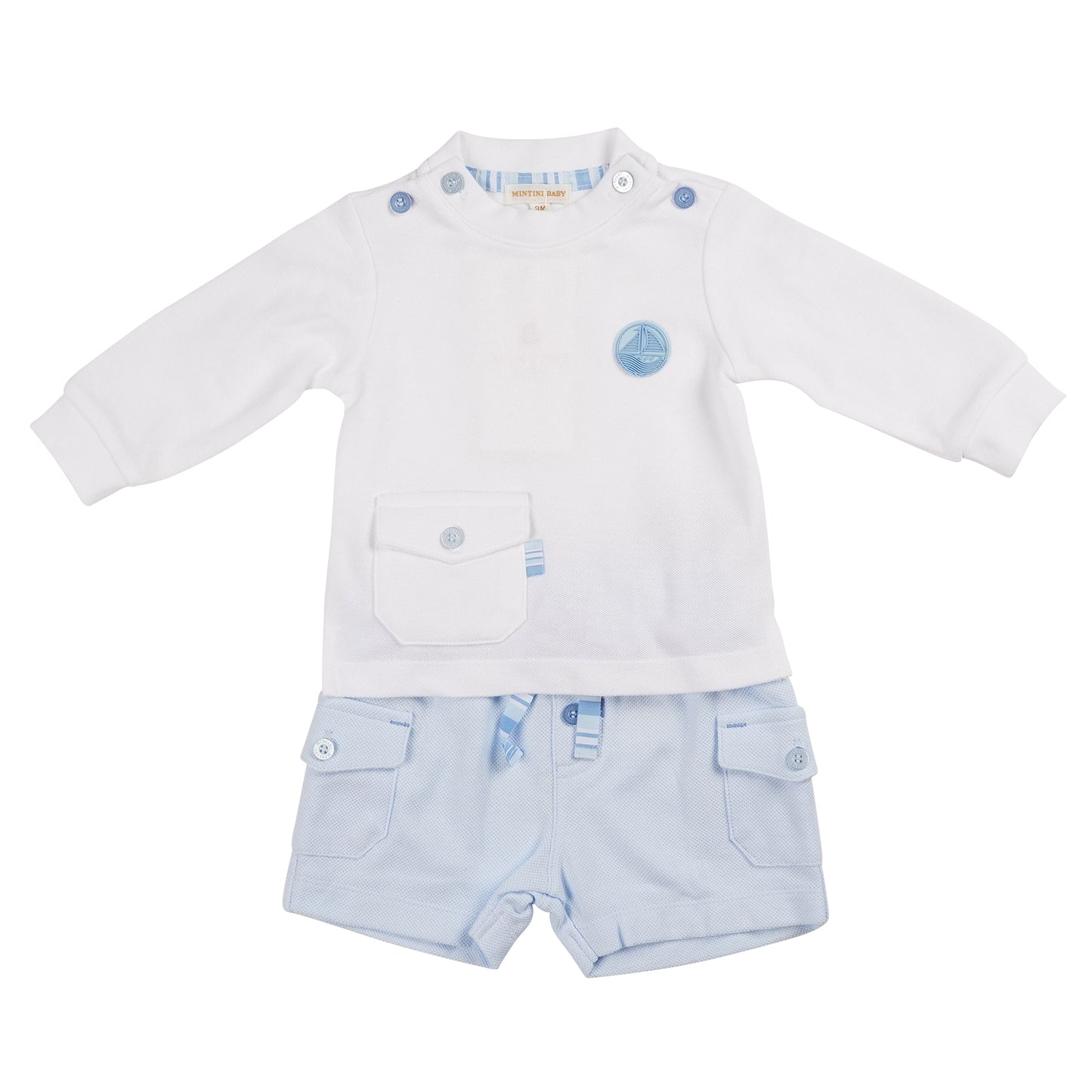 MB6325 | Sweatshirt & Short-White/Blue-In Stock