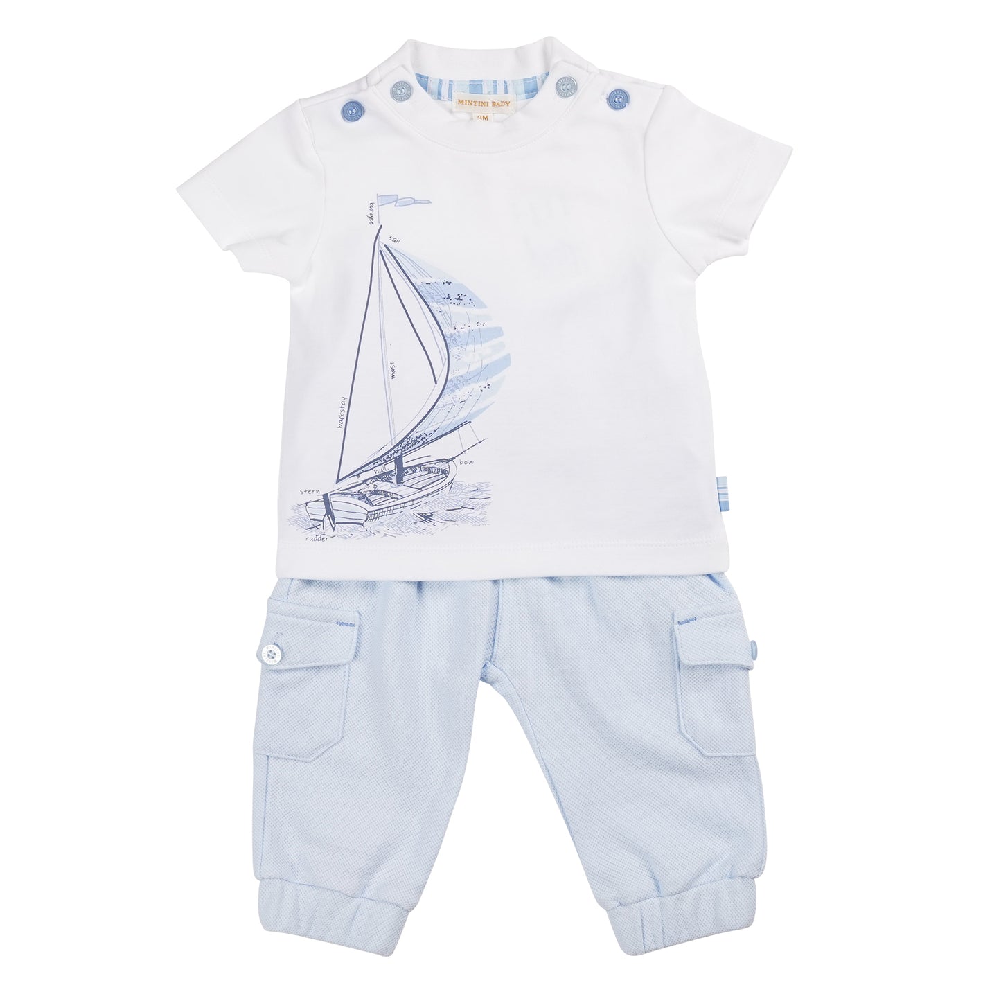 MB6326 | T-Shirt & Jogpant-White/Blue-In Stock