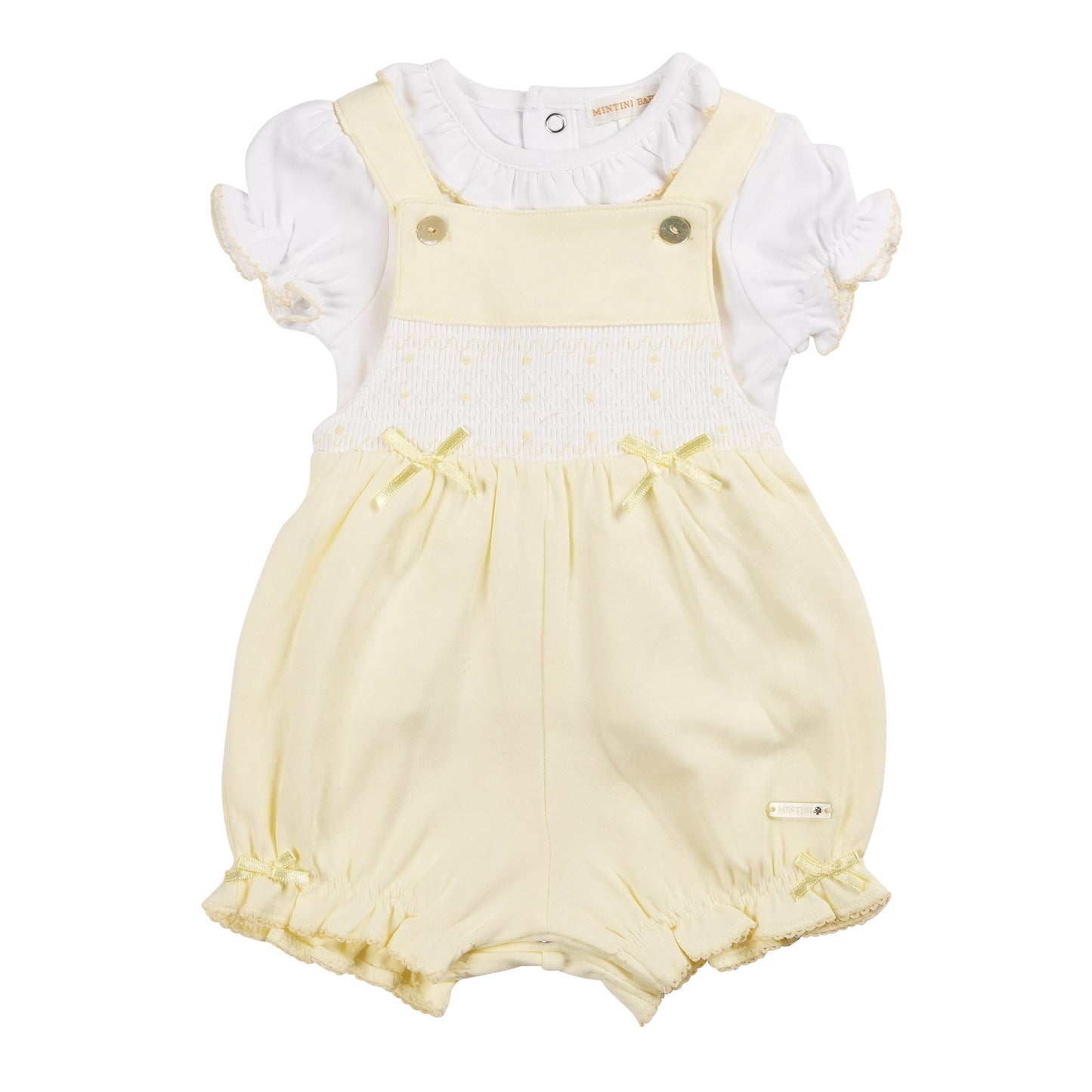 MB6389A | Top & Bloomer Dungaree-White/Lemon-In Stock