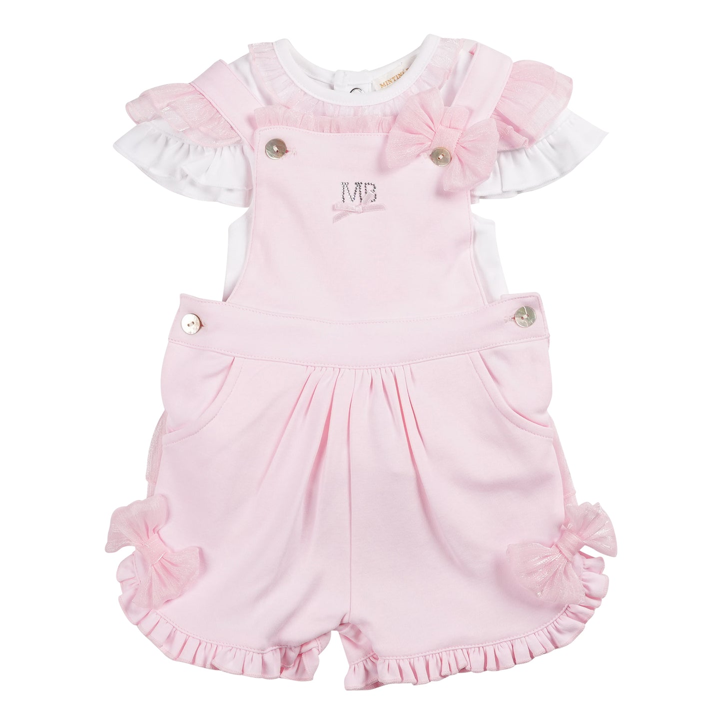 MB6406 | Top & Short Dungaree-Pink-In Stock