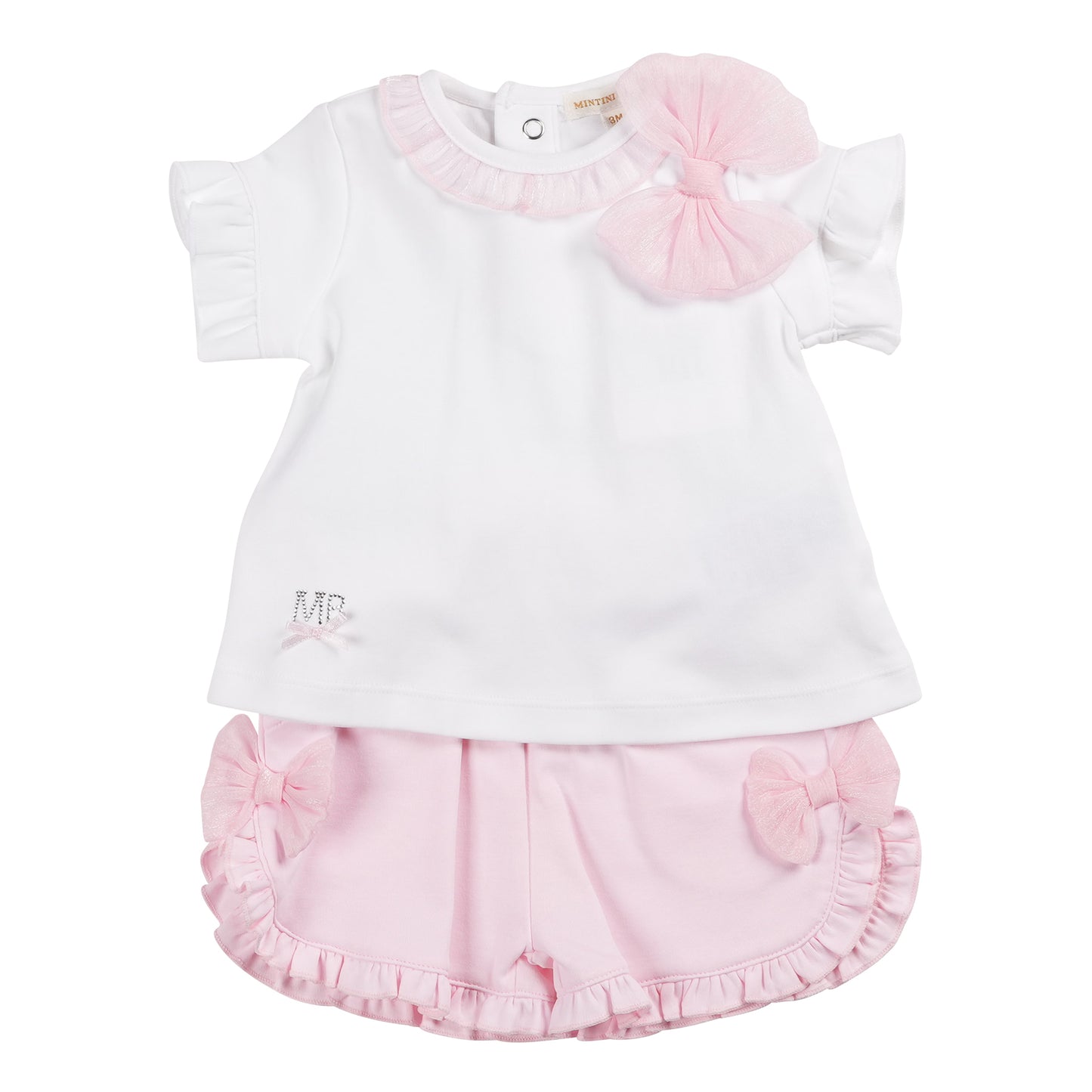 MB6408 | Top & Short-White/Pink-In Stock