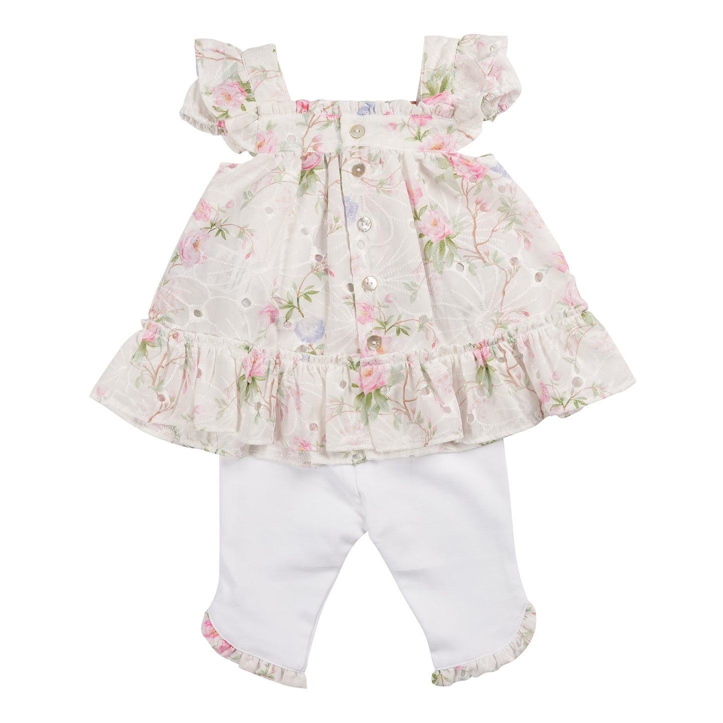 MB6451B | Tunic & Legging-White/Floral-In Stock