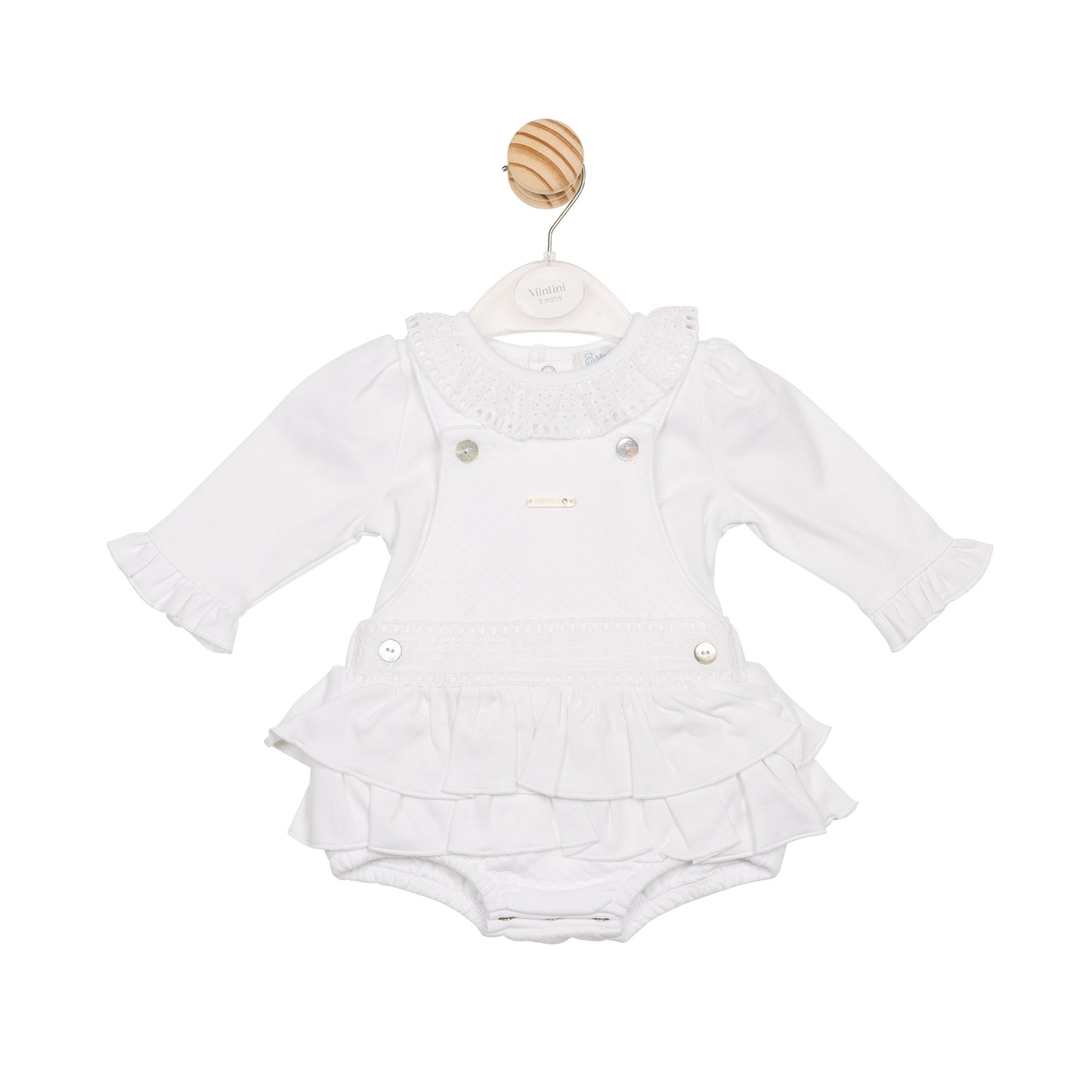 MB6544 | Top & Bloomer Dungaree- White- Preorder