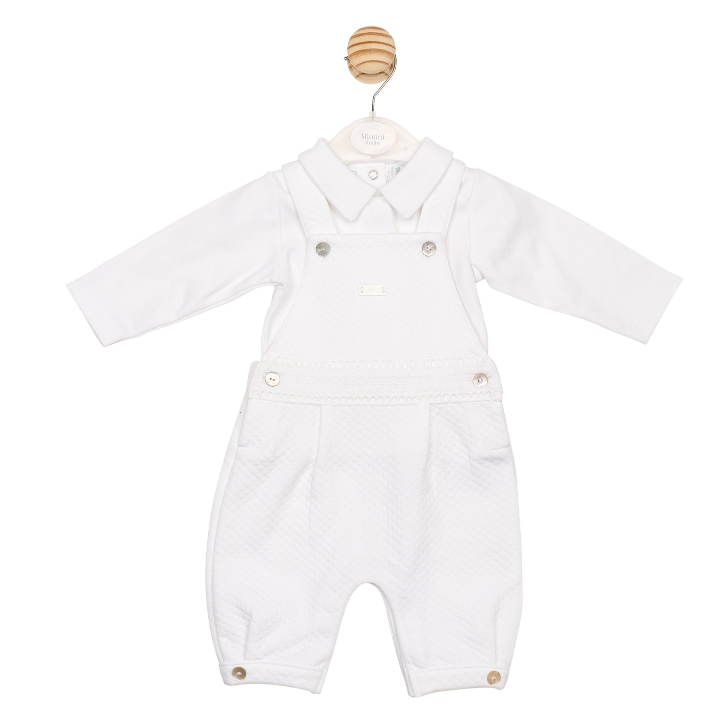 MB6547| Top & Dungaree- White- Preorder