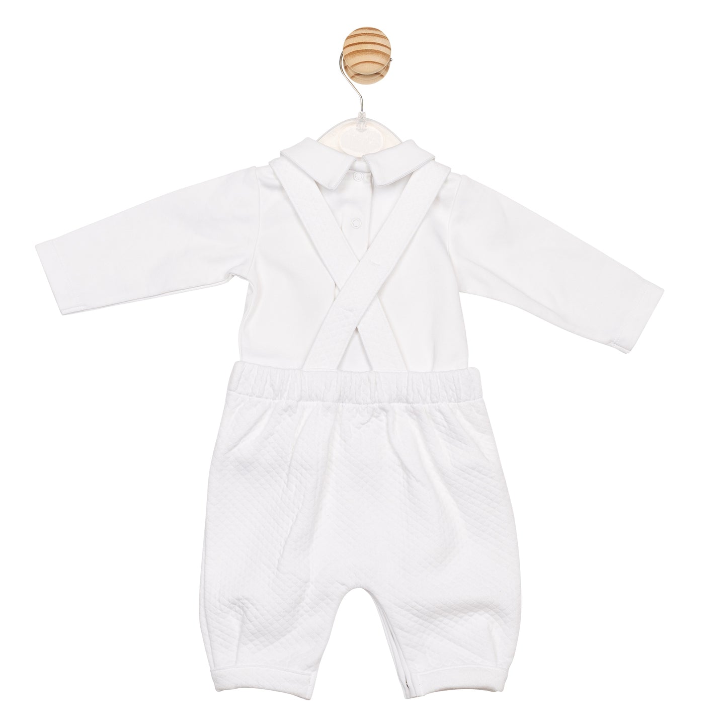 MB6547| Top & Dungaree- White- Preorder