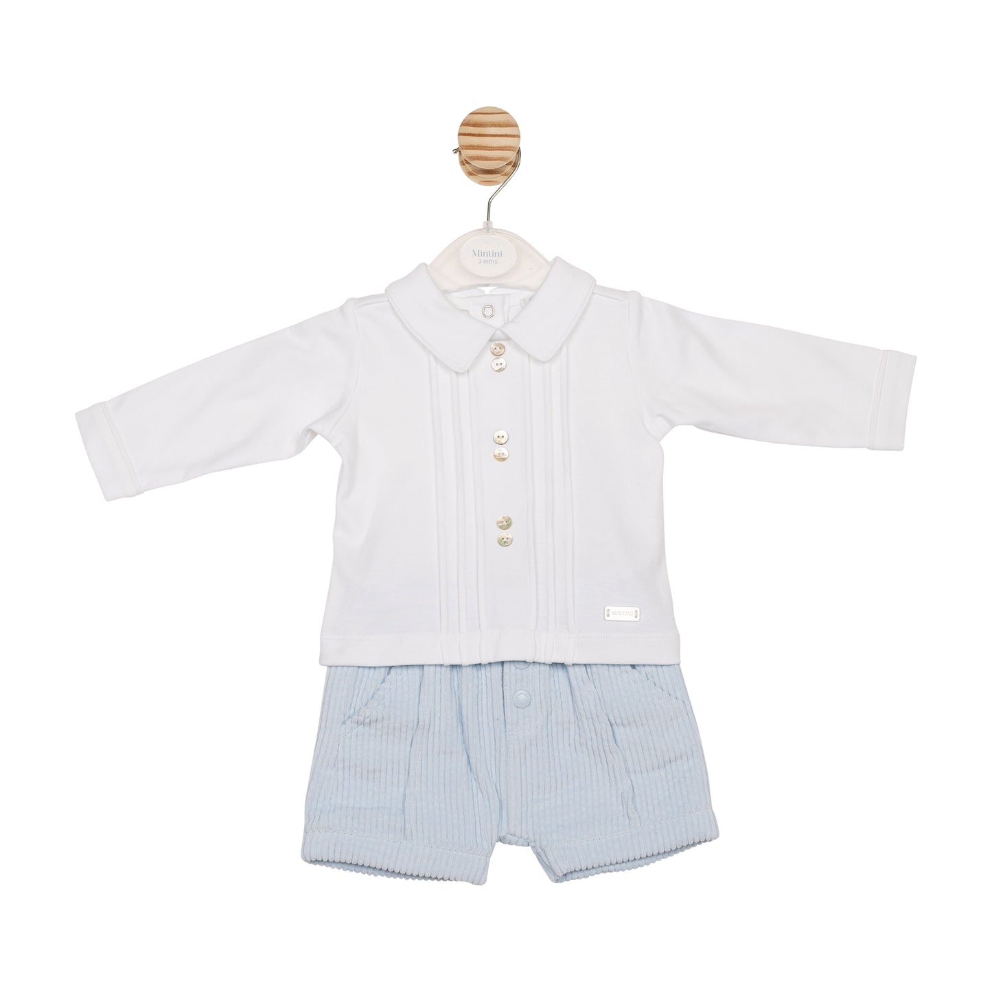 MB6563A | Top & Bloomer Short- White/ Blue- Preorder