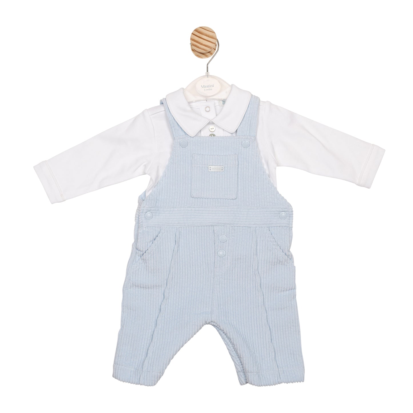 MB6564 | Top & Dungaree- White/ Blue- Preorder