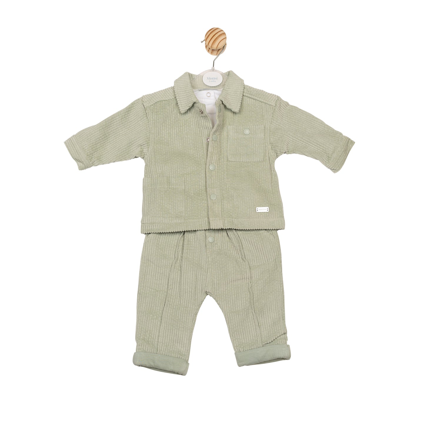 MB6572B | Top, Trouser & Shirt- White/ Sage- Preorder