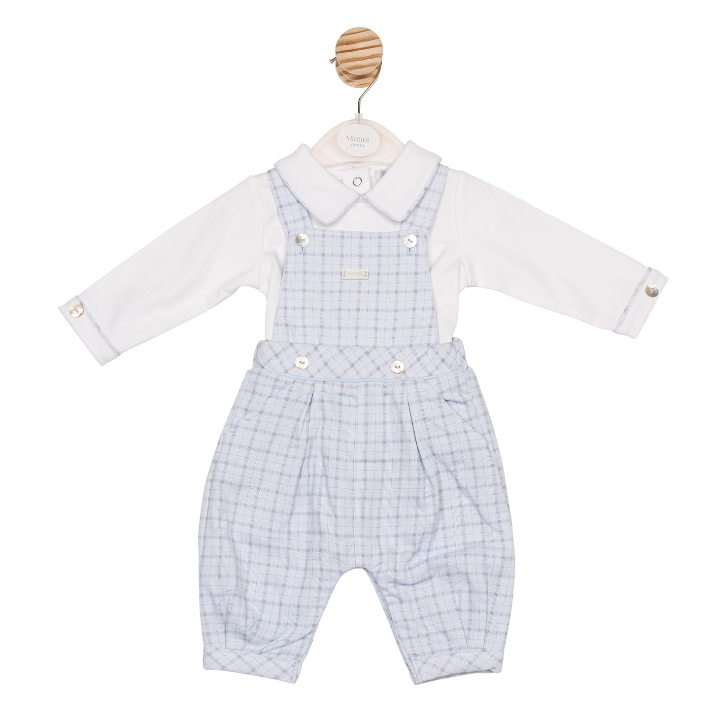 MB6591 | Top & Dungaree- White/ Blue-In Stock