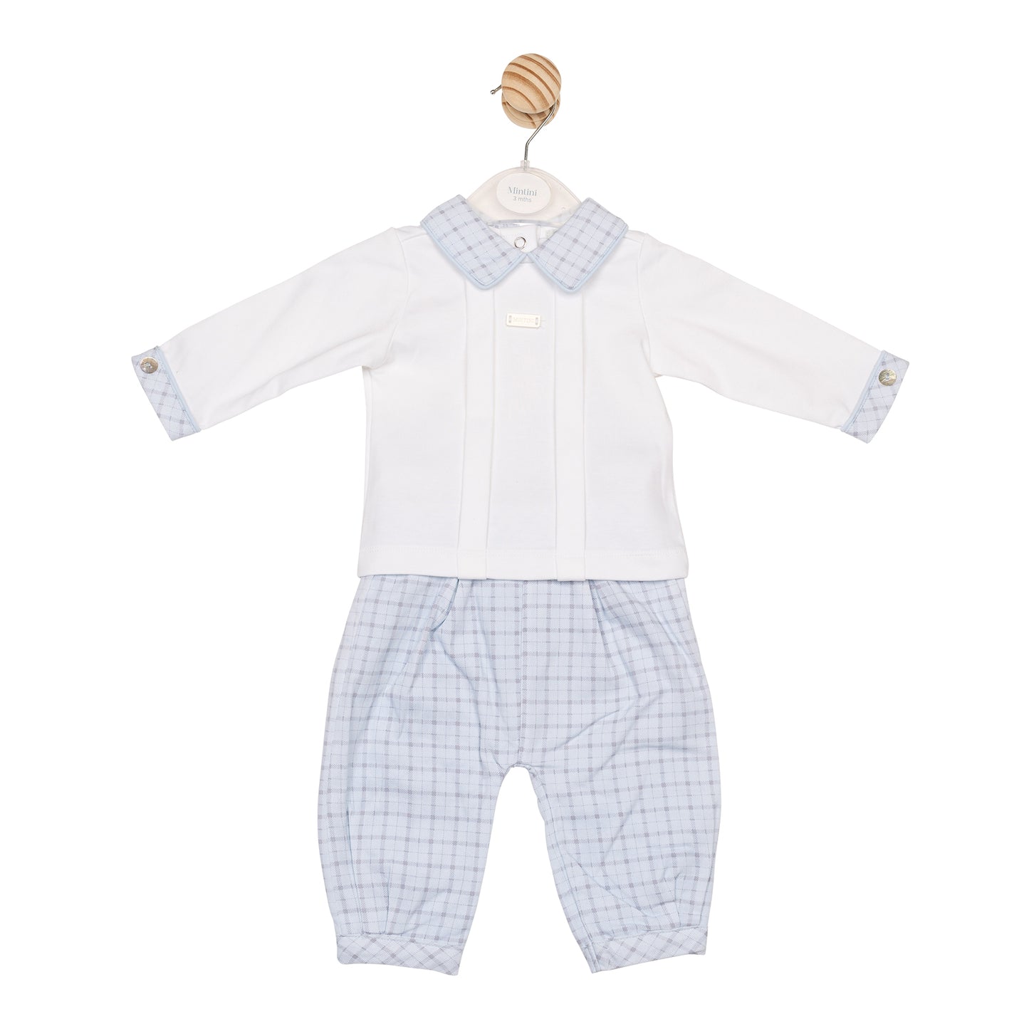 MB6592 | Top & Trouser- White/ Blue- In Stock