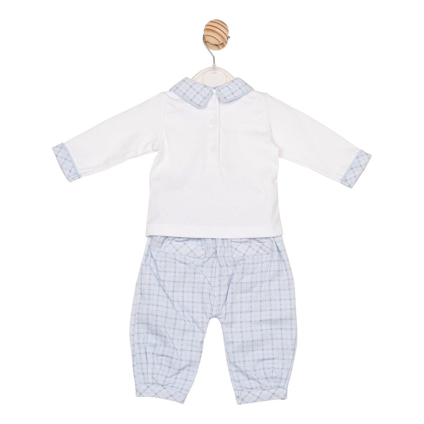 MB6592 | Top & Trouser- White/ Blue- In Stock