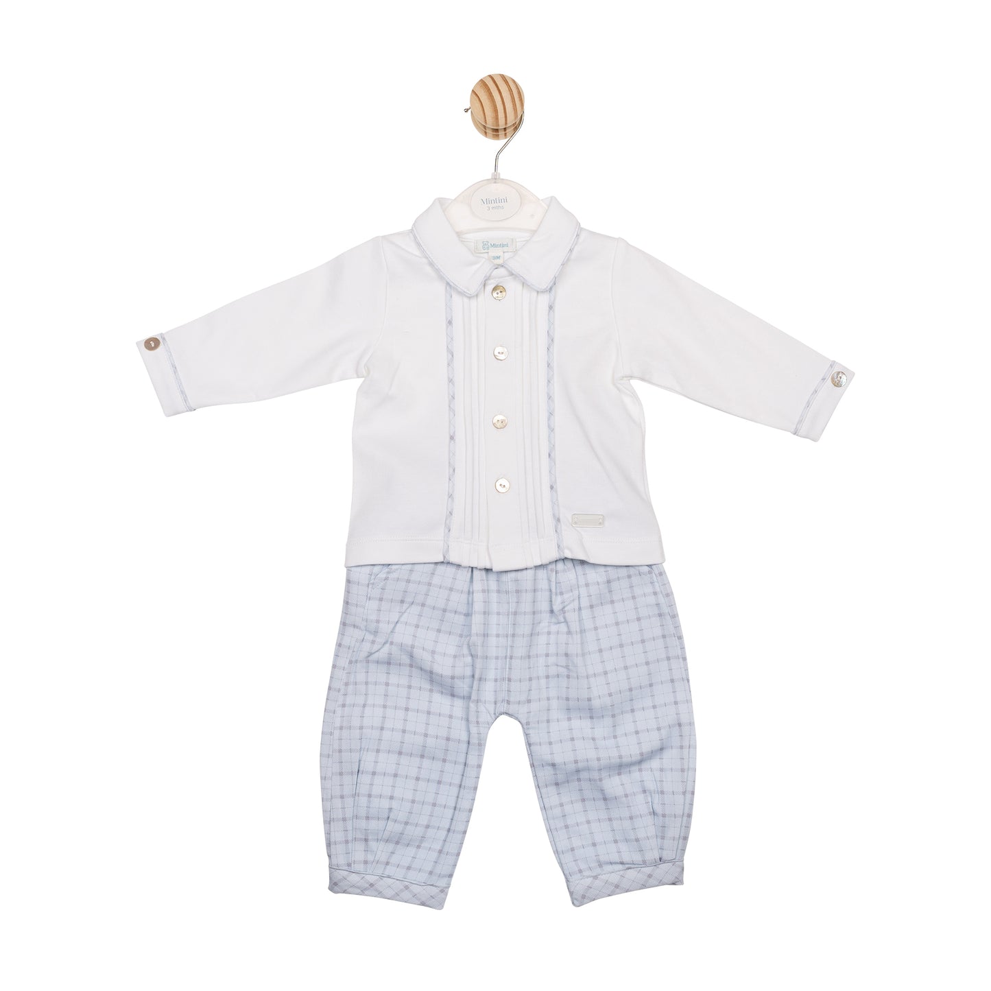 MB6593 | Top & Trouser- White/ Blue- In Stock