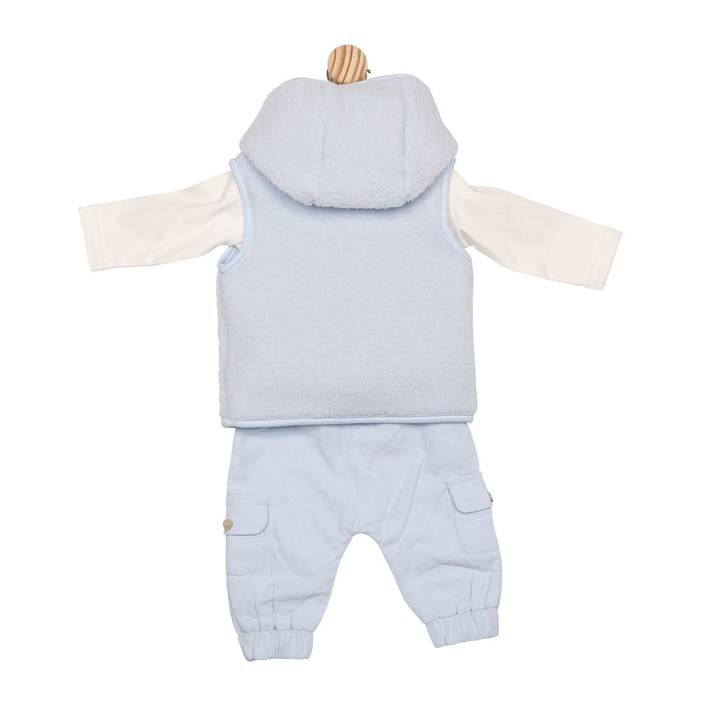 MB6616A | 3 Pc Gilet Set - Ivory/Blue - Pre-Order
