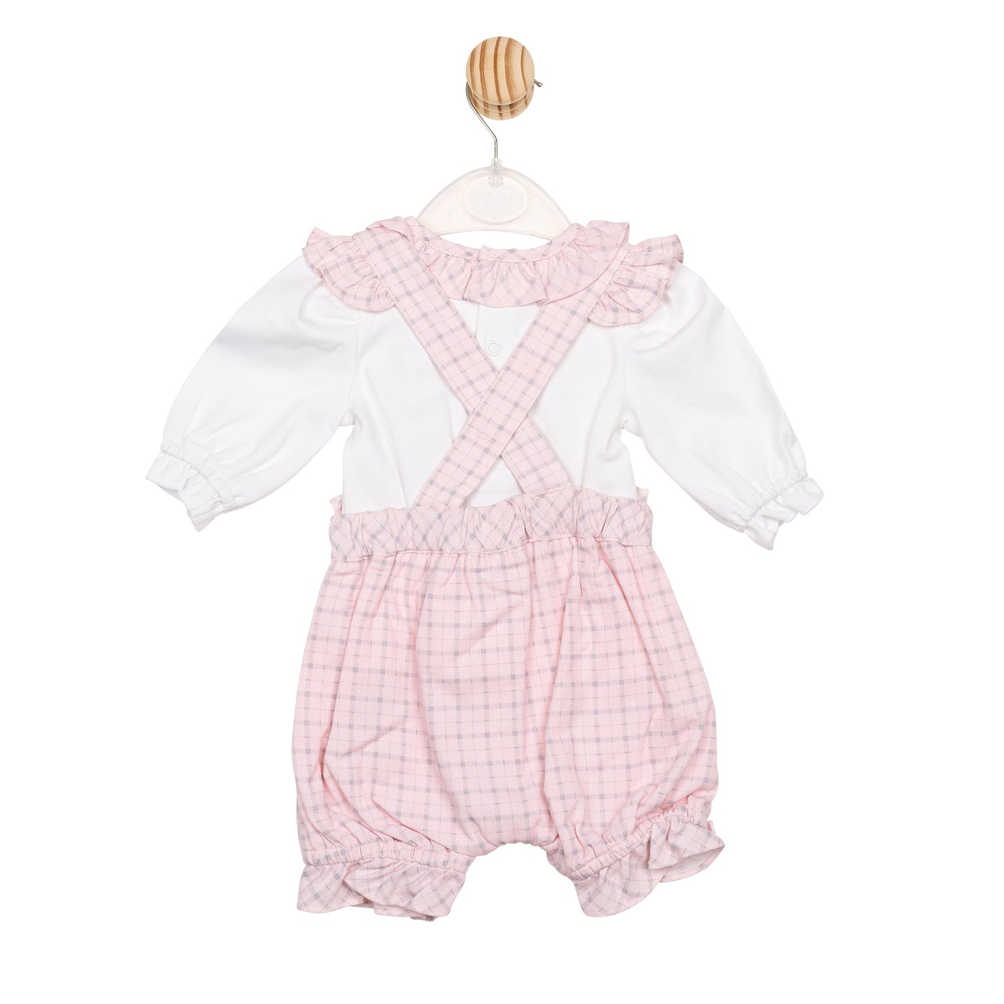 MB6730 | Top & Romper Dungaree- White/ Pink- In Stock