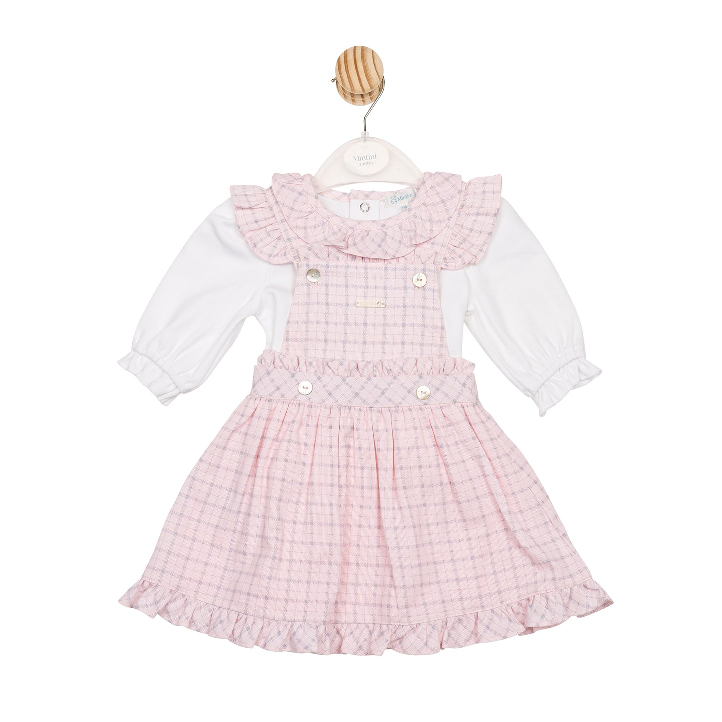 MB6732B | Top & Pinafore- White/ Pink- In Stock