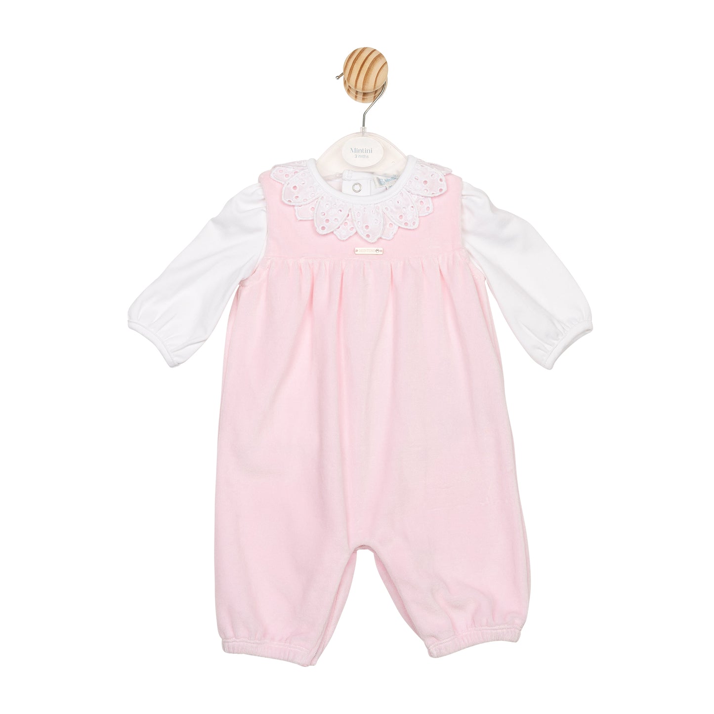 MB6752A | Top & Dungaree- White/Pink- In Stocfk