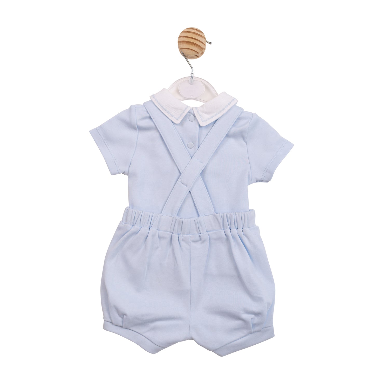 MB6883A - Top and Short Dungaree - Blue Smocking-In Stock