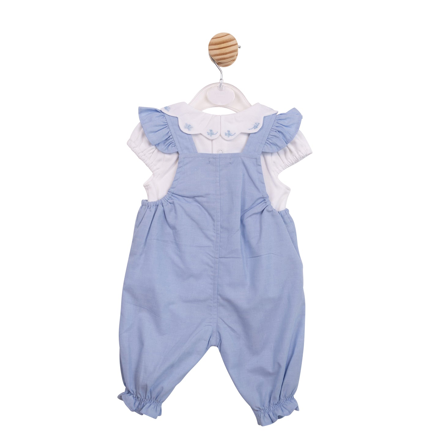 MB7048A - Top & Dungaree - White/ Blue Butterfly-In Stock