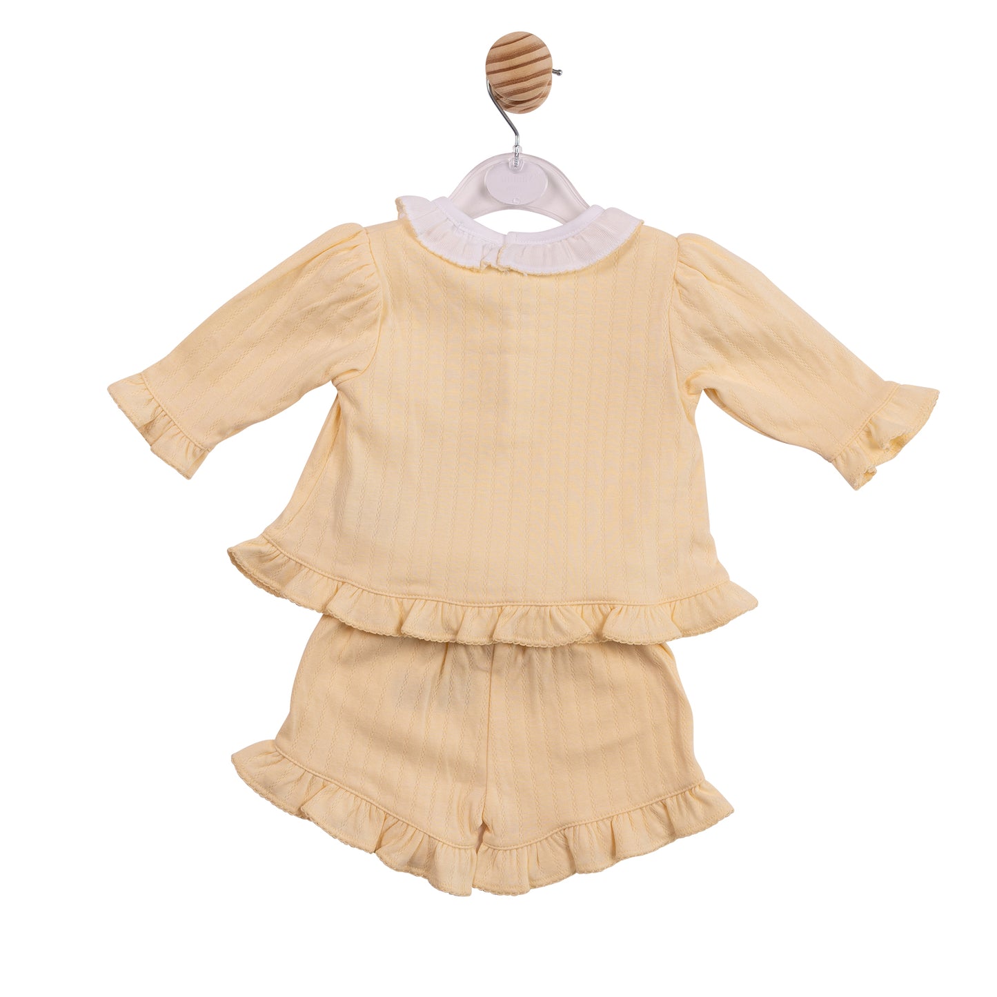 MB7064 - Top, Short & Cardigan - White/ Lemon Jacquard Knit-In Stock