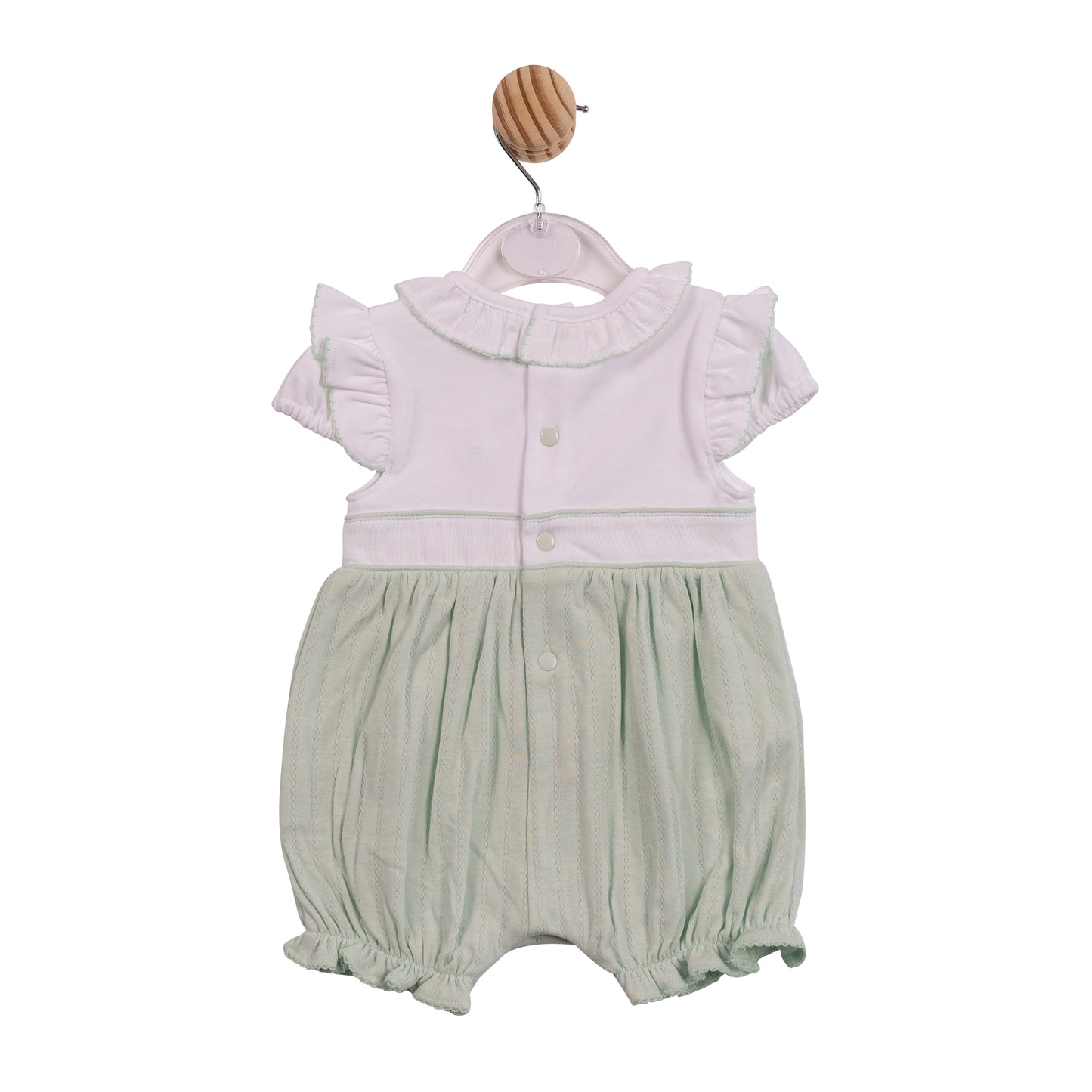 MB7067 - Romper - White/ Pistachio Jacquard Knit-In Stock