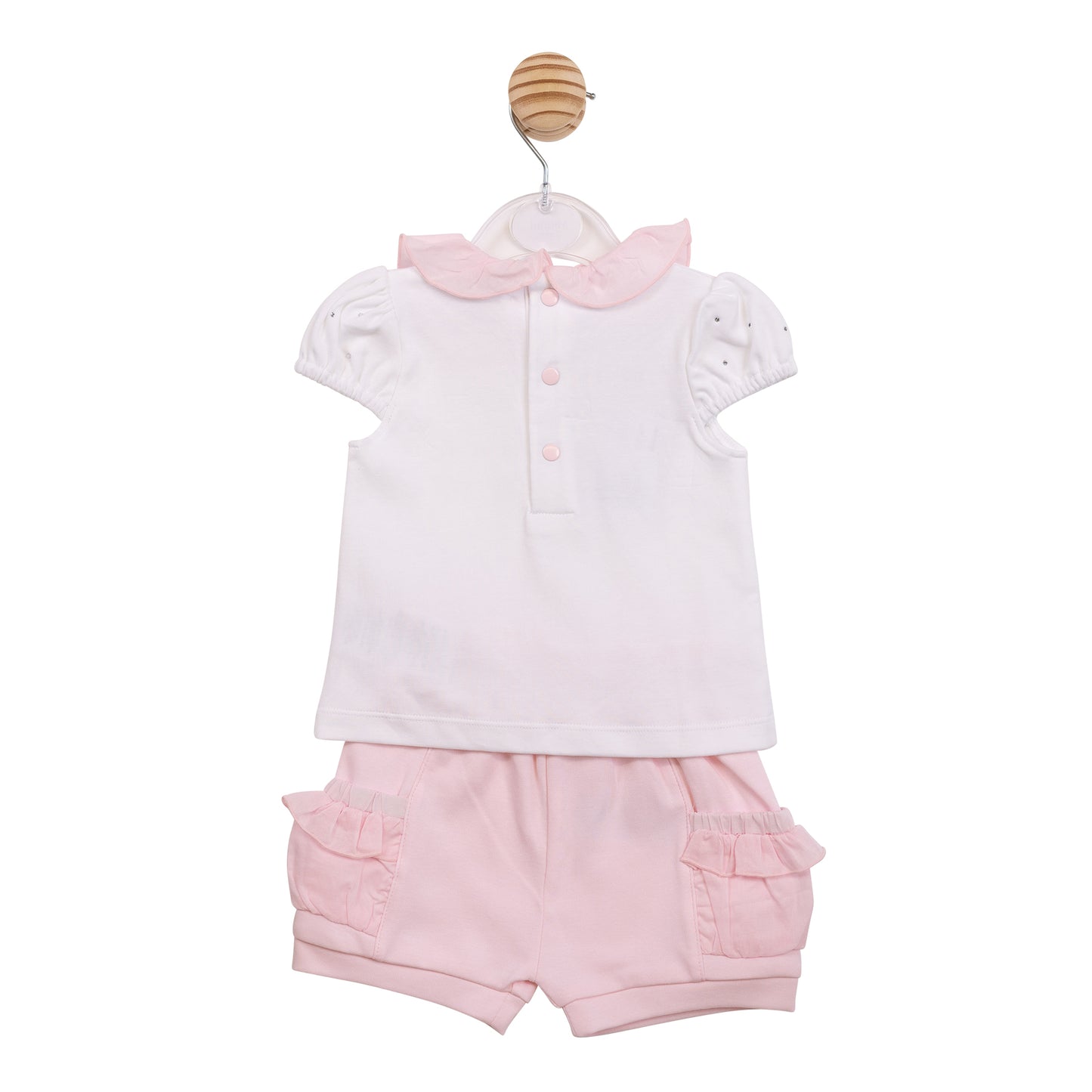 MB7095 - Top & Short - White/ Pink Diamante-In Stock