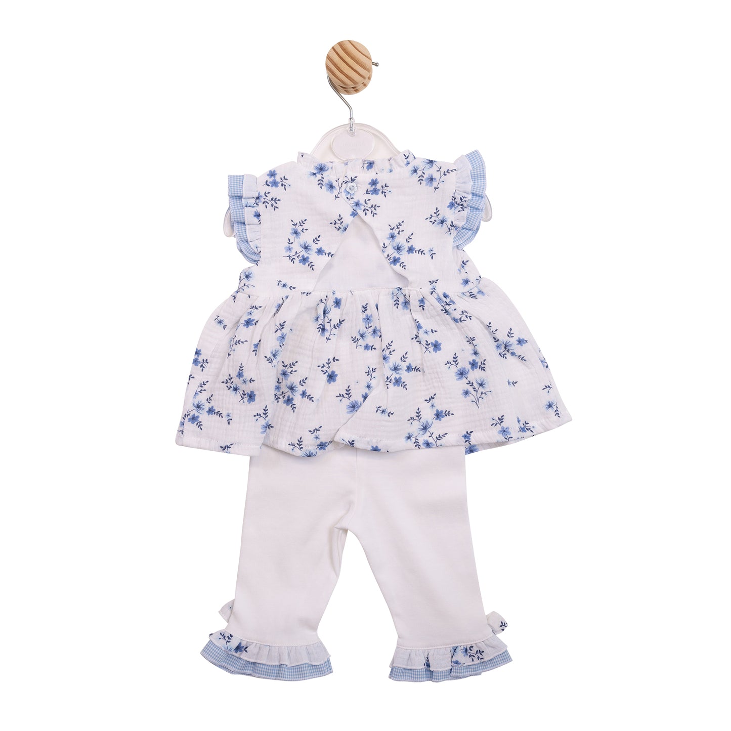 MB7143A - Tunic & Legging- White/ Blue Floral Gingham-In Stock