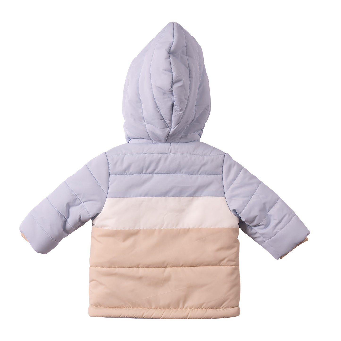 MB7269A - Coat - Blue/Ivory/Beige - Colourblock- Pre Order