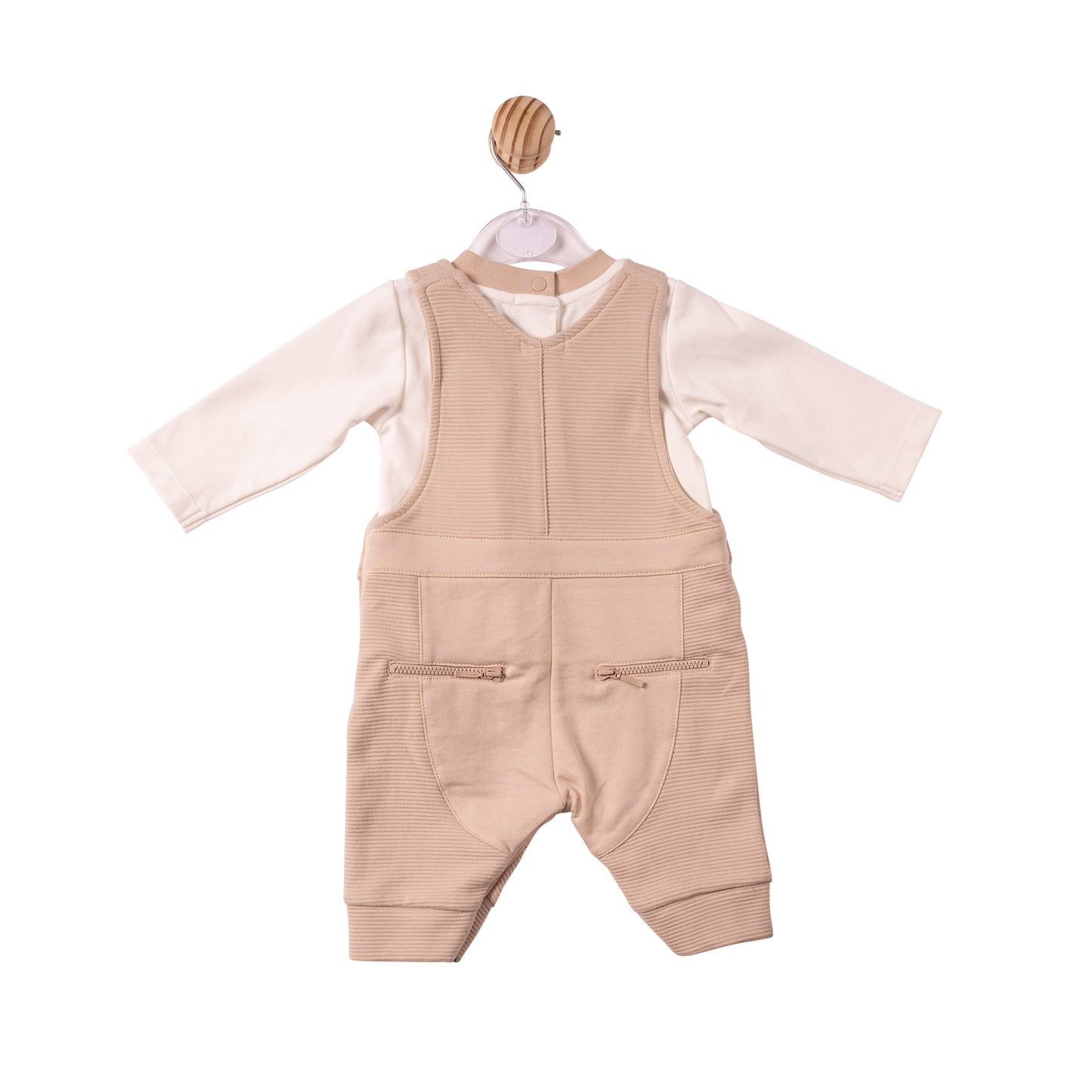 MB7374 - Top & Dungaree- Beige - Rib Jersey - Pre Order