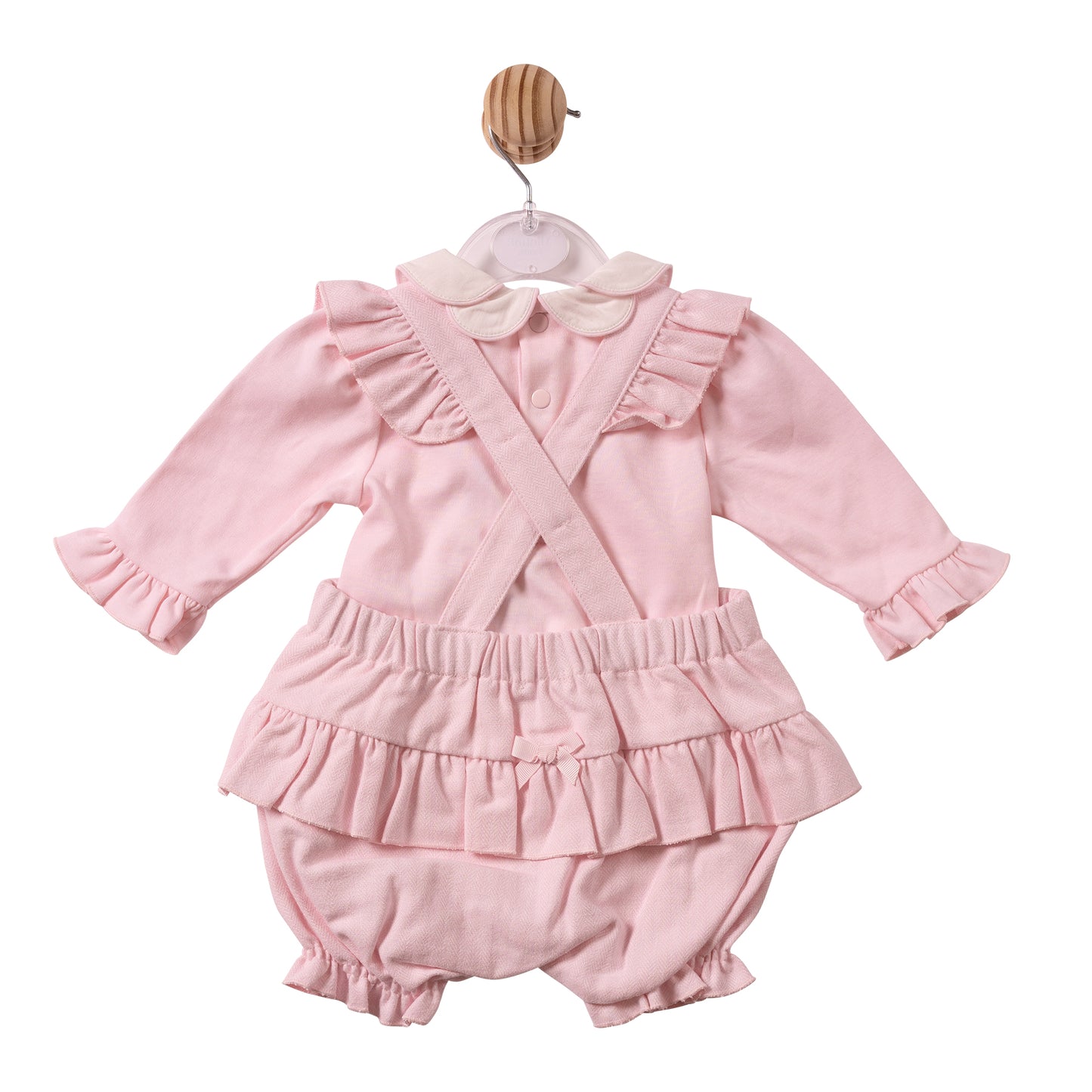 MB7447A - Top & Bloomer Dungaree - Pink - Herringbone- Pre Order