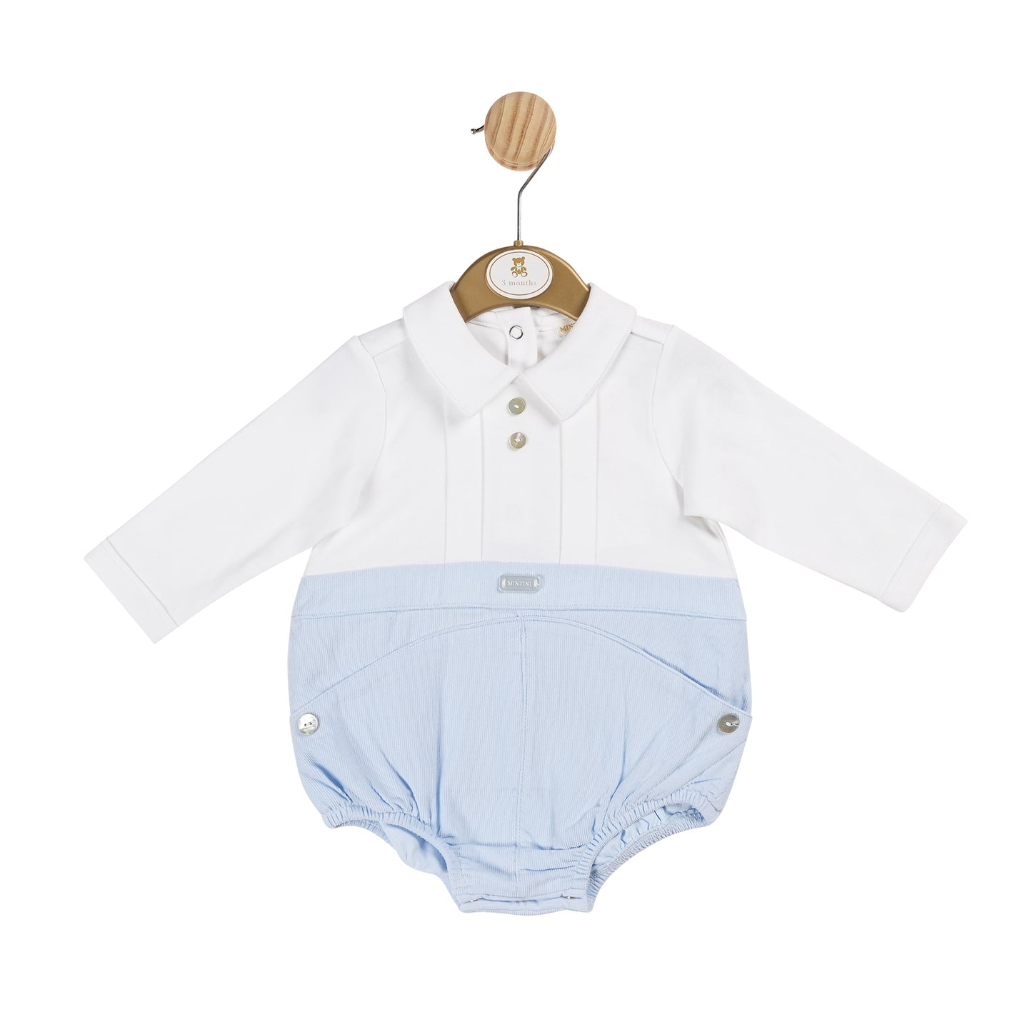 MB5994 | Short Leg Romper  - White/Blue - In stock