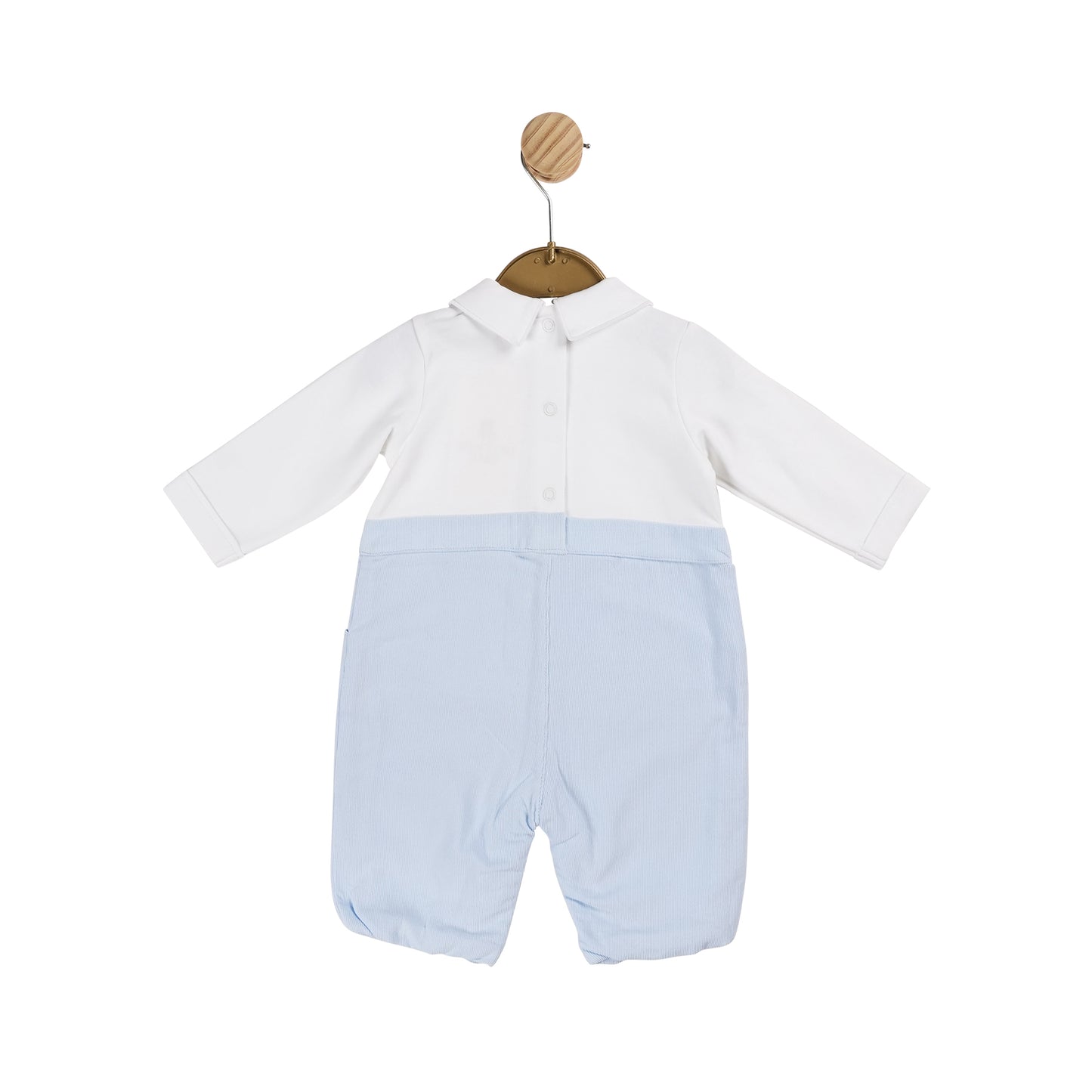 MB5995 | Long Leg Romper  - White/Blue - In stock