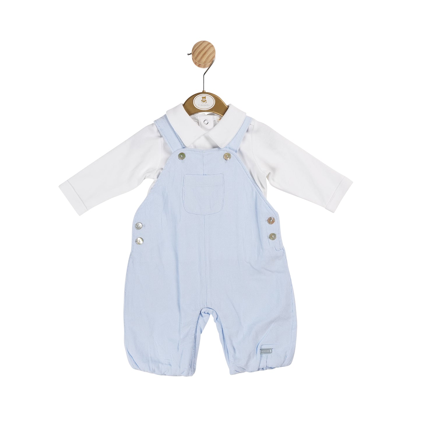 MB5997 | Top & Long Dungaree  - White/Blue - In stock