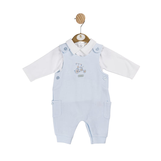 MB6011 | Top & Long Dungaree  - White/Blue - In stock