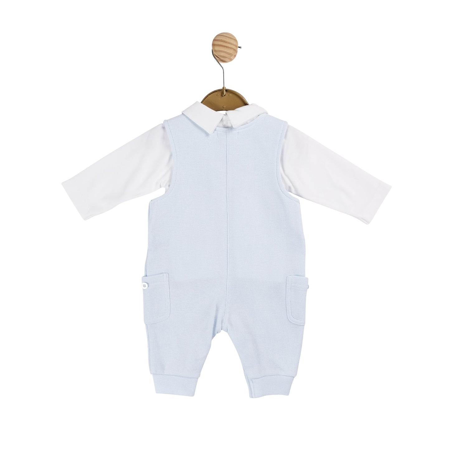 MB6011 | Top & Long Dungaree  - White/Blue - In stock