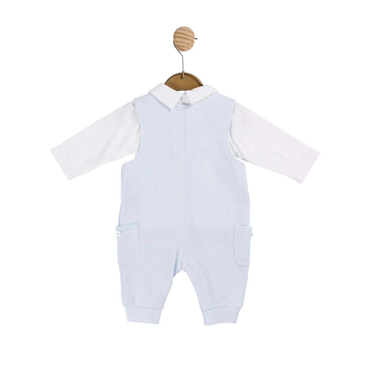 MB6011A | Top & Long Dungaree  - White/Blue - In stock