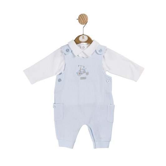 MB6011A | Top & Long Dungaree  - White/Blue - In stock