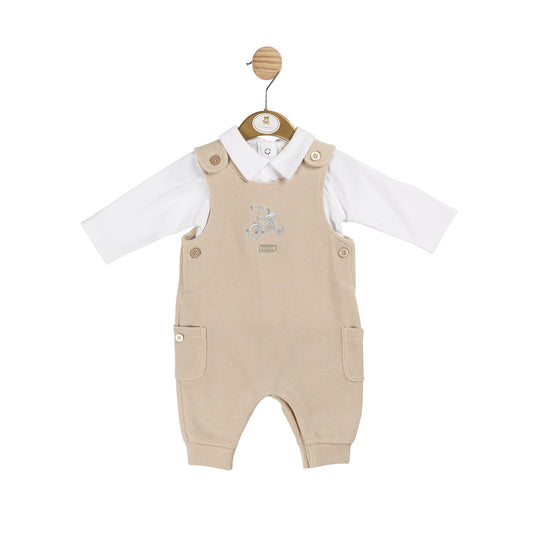 MB6018A | Top & Long Dungaree  - Beige - In stock