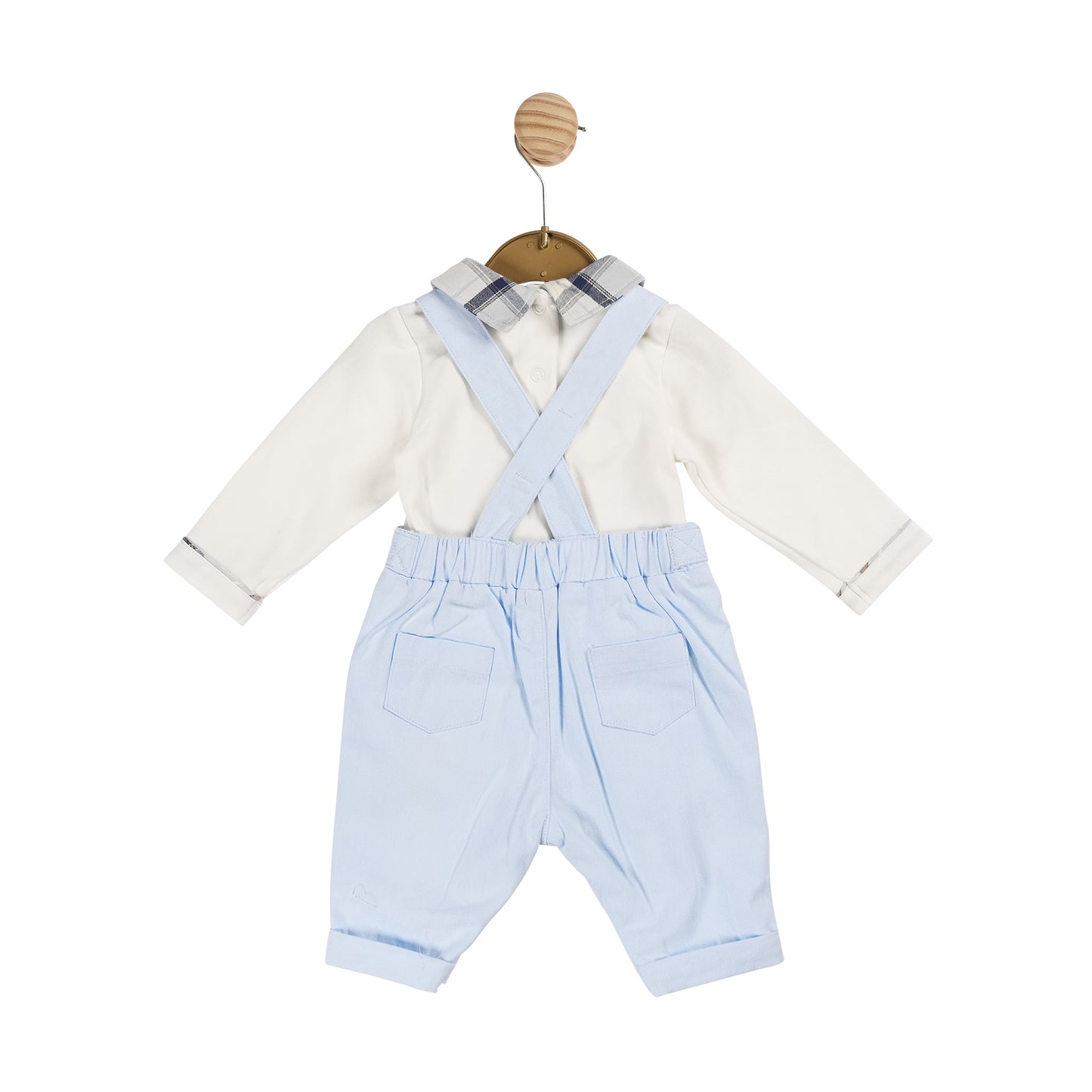 MB6040 | Top & Dungaree- Ivory/Blue  - In stock