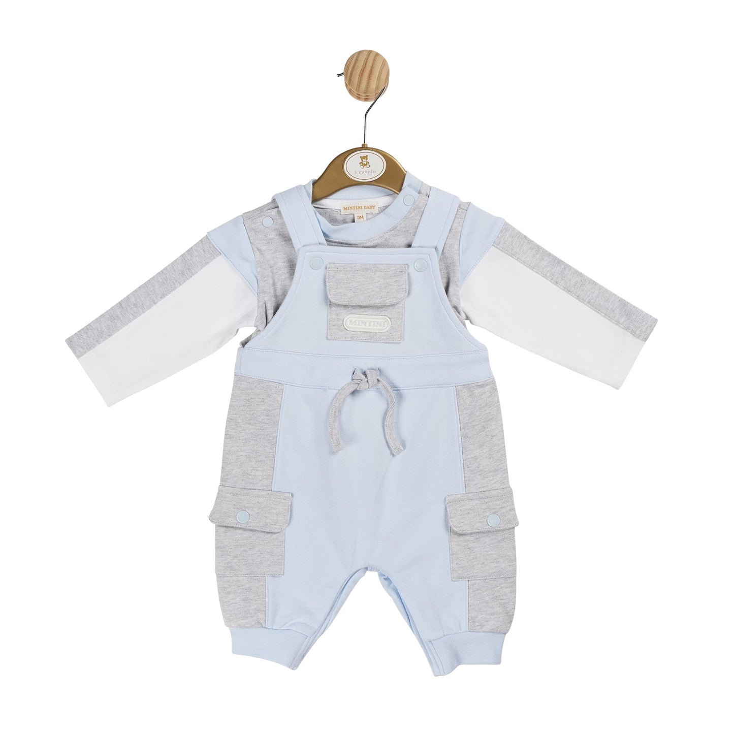 MB6055A | Top & Dungaree - Blue/Grey/White - In stock