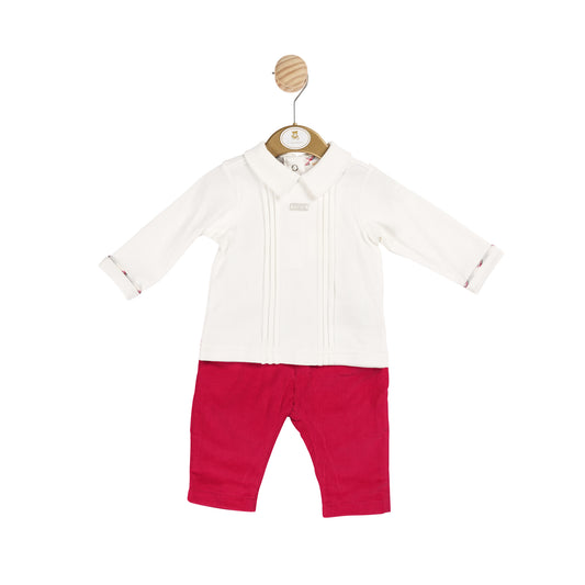 MB6074 | Top & Trouser - Ivory/Red - In stock